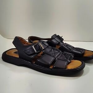 Carlo Pradi men's sandals genuine leather upper dark brown Size 12M